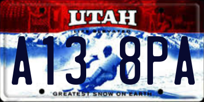 UT license plate A138PA
