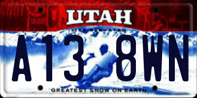 UT license plate A138WN