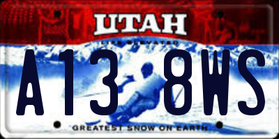 UT license plate A138WS