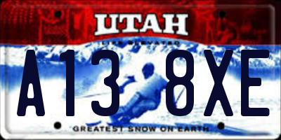 UT license plate A138XE