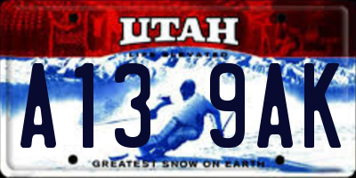UT license plate A139AK