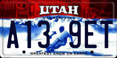 UT license plate A139ET