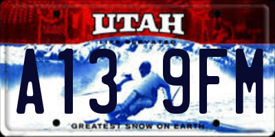 UT license plate A139FM