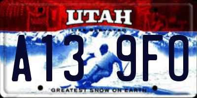 UT license plate A139FO