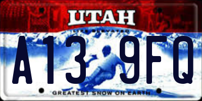 UT license plate A139FQ