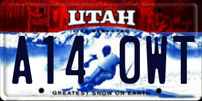 UT license plate A140WT