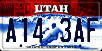 UT license plate A143AF