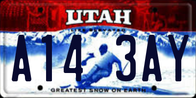 UT license plate A143AY