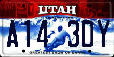 UT license plate A143DY