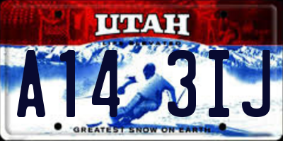 UT license plate A143IJ