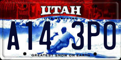 UT license plate A143PO