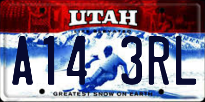 UT license plate A143RL