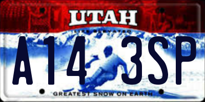 UT license plate A143SP