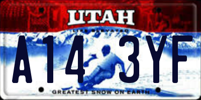 UT license plate A143YF