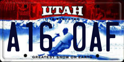 UT license plate A160AF