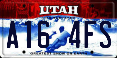 UT license plate A164FS
