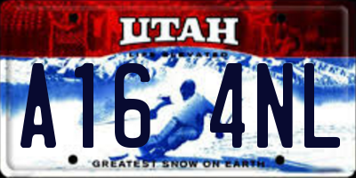 UT license plate A164NL