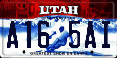 UT license plate A165AI