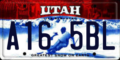 UT license plate A165BL