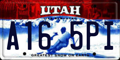 UT license plate A165PI