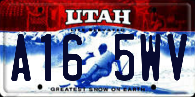UT license plate A165WV