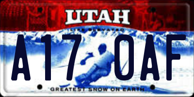 UT license plate A170AF