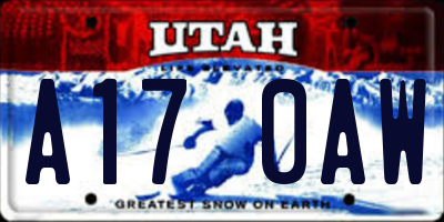 UT license plate A170AW