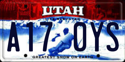 UT license plate A170YS