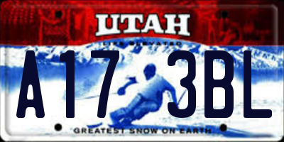 UT license plate A173BL