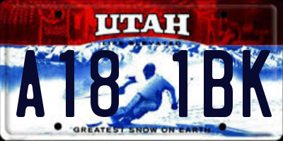 UT license plate A181BK