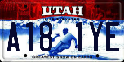 UT license plate A181YE