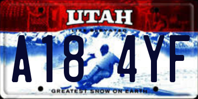 UT license plate A184YF