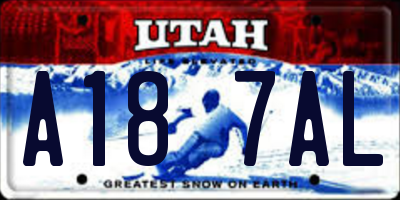 UT license plate A187AL