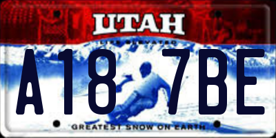 UT license plate A187BE