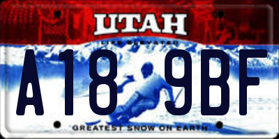 UT license plate A189BF
