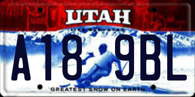 UT license plate A189BL