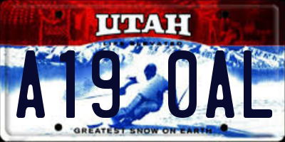 UT license plate A190AL