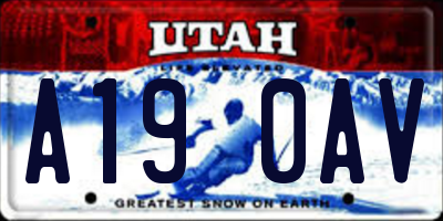 UT license plate A190AV