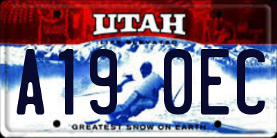 UT license plate A190EC
