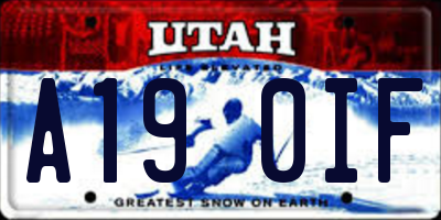 UT license plate A190IF