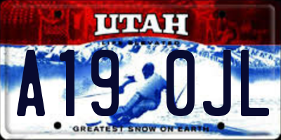 UT license plate A190JL