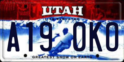 UT license plate A190KO