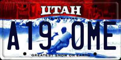 UT license plate A190ME