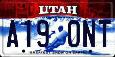 UT license plate A190NT