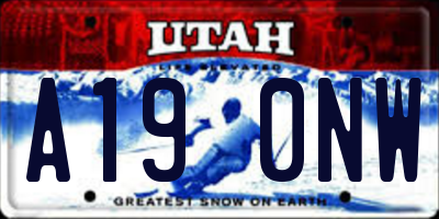 UT license plate A190NW