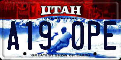 UT license plate A190PE