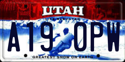 UT license plate A190PW