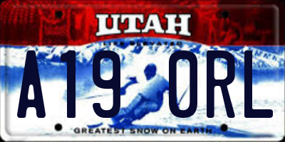 UT license plate A190RL
