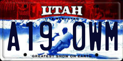 UT license plate A190WM