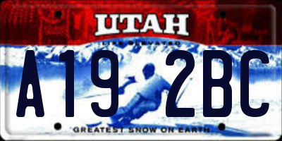 UT license plate A192BC